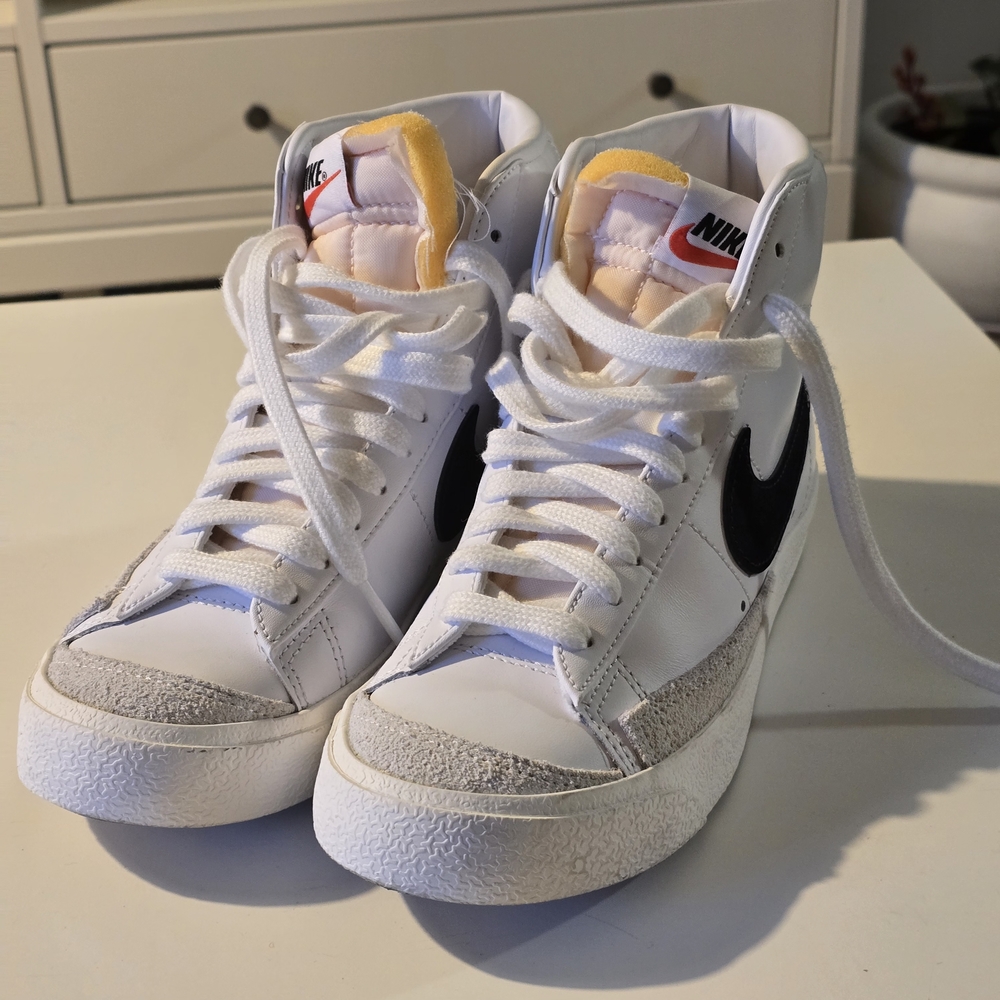 Nike Blazer White and Black High-Top Leather Sneakers